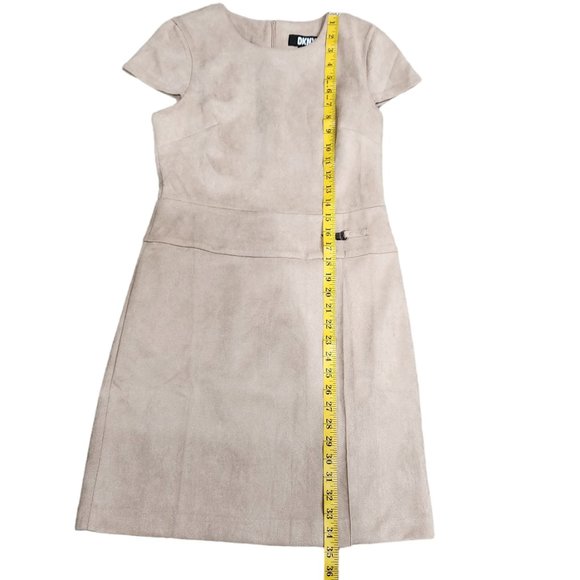 DKNY Light Tan Super Soft Crew Neck Party/Work/Wedding Suede Dress Size 6 - Picture 5 of 8